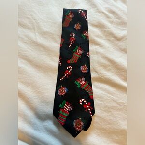 Hallmark Black Tie with Red and Green Holiday Motifs